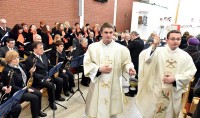 STD P.Kolarić na misi u našoj župi, župnik I.Martić i đakon J.Erjavec